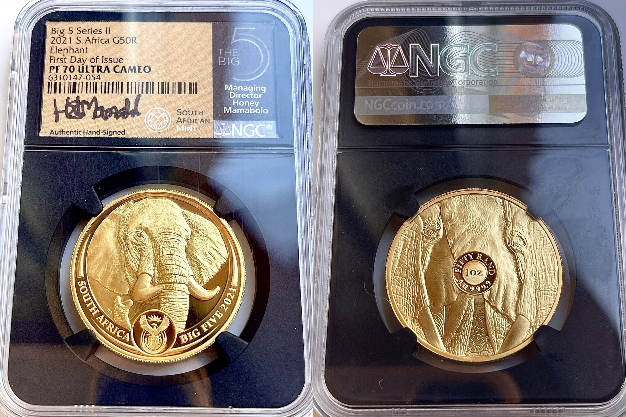 1oz South African Gold "Big Five Series" Elephant Coin 2022.