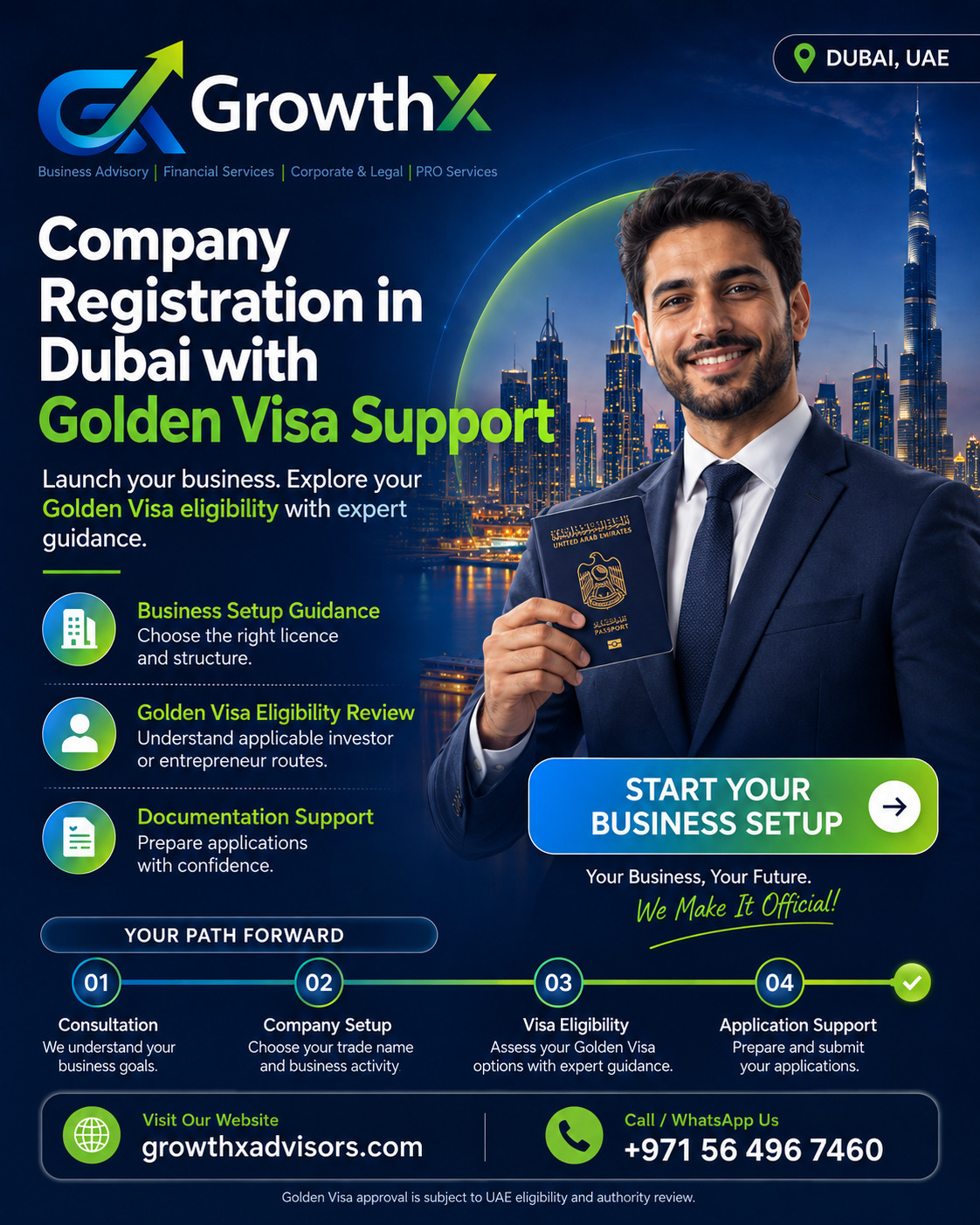 Company Registration Service in Dubai with Golden Visa